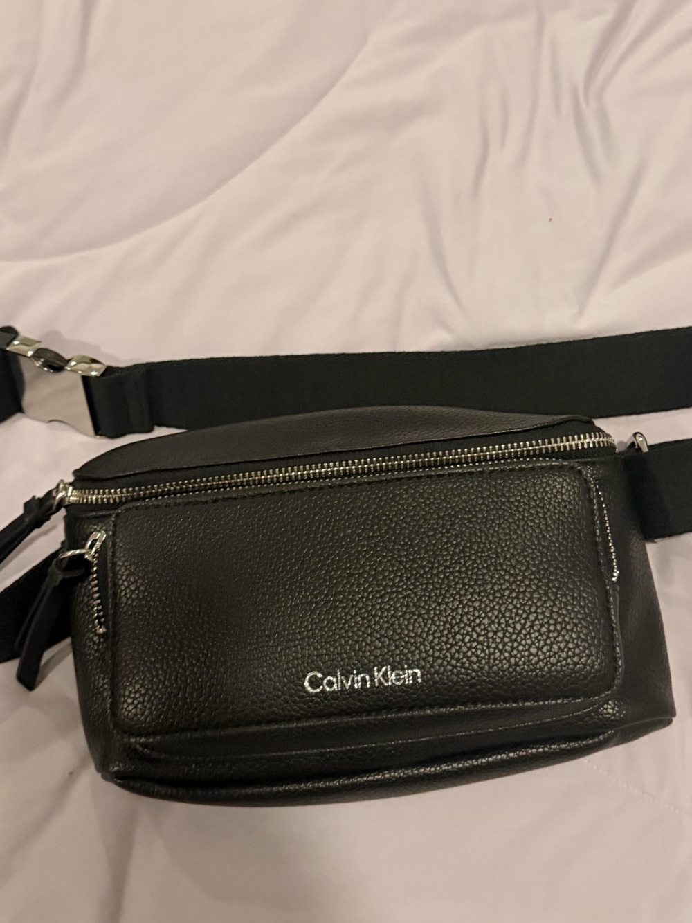 Calvin Klein Black Pebbled Leather Fanny Belt Bag